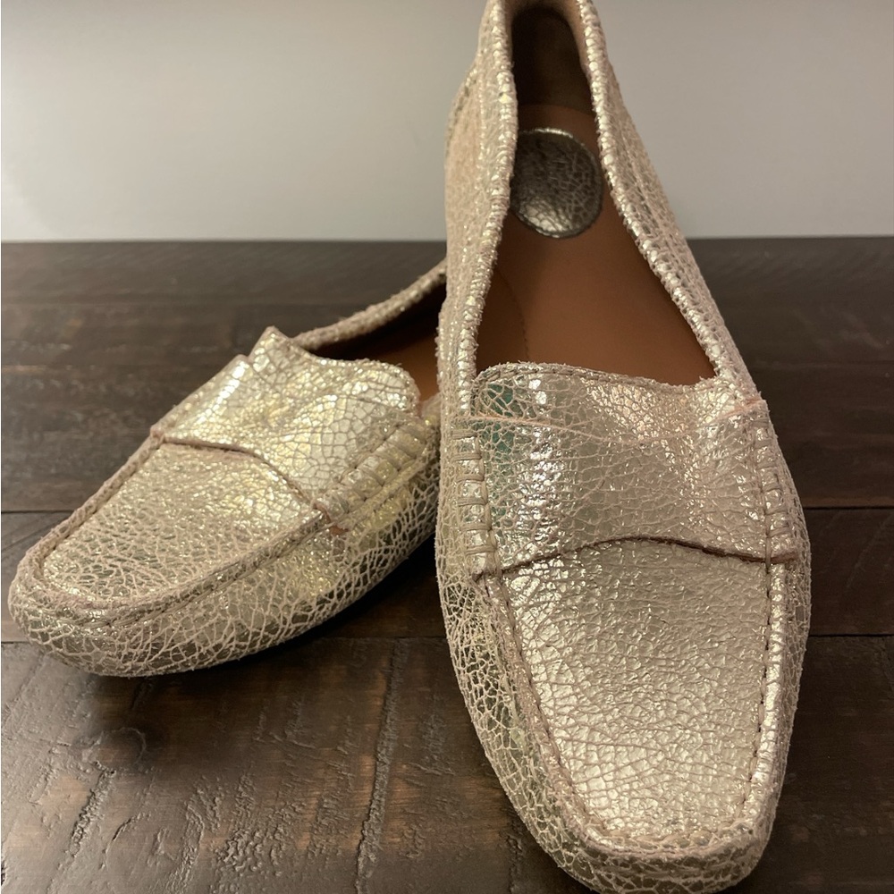 Clarks 8M Artisan Gold Speckled Metallic Loafers- Coastal Grandma